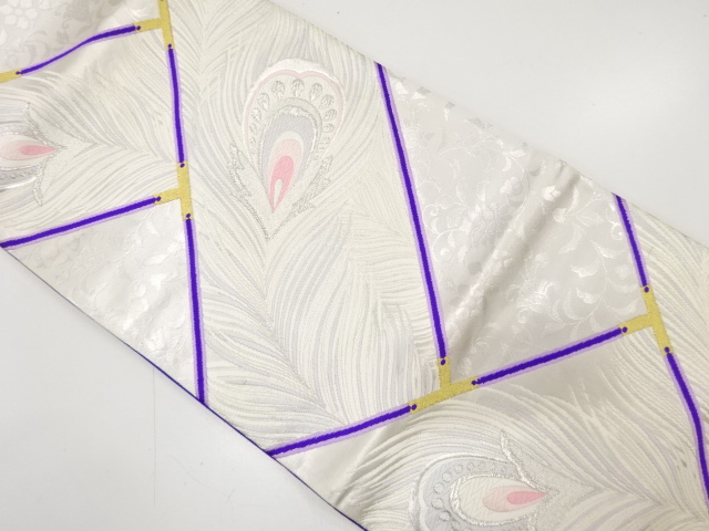 JAPANESE KIMONO / ANTIQUE FUKURO OBI / SILK / WOVEN HIGAKI PATTERN